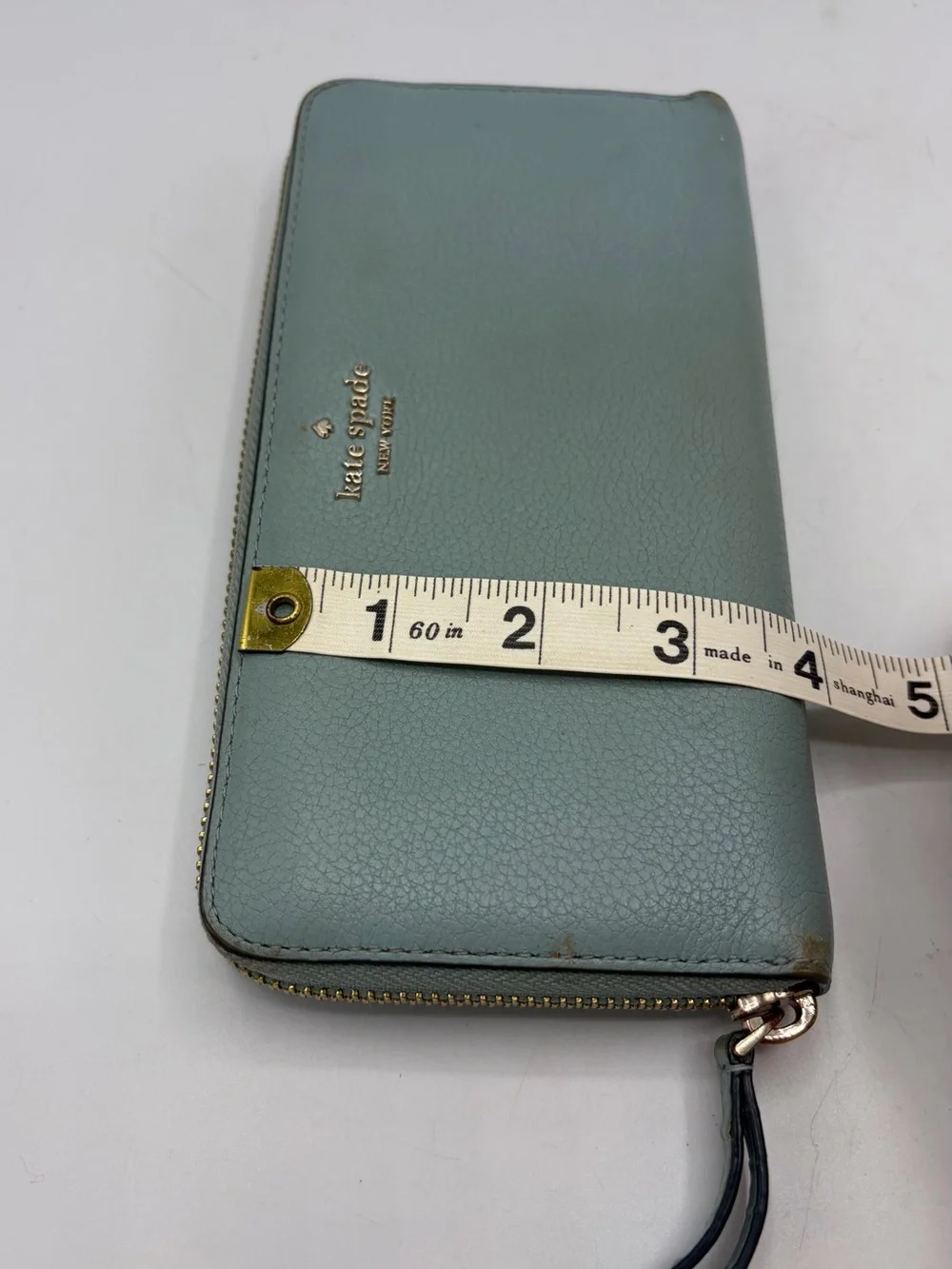 Kate spade Mint Green Zip Wallet with Gold Logo